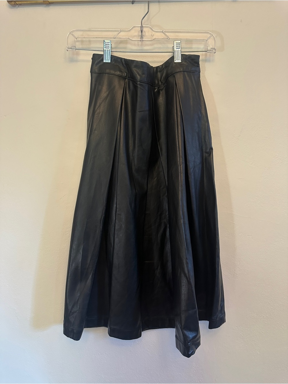 Who What Wear x Target Black Faux Leather Pleated Midi Skirt Small